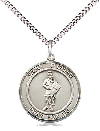 Sterling Silver Saint Florian Medal Religious Jewelry Engraved Catholic Saint Jewelry