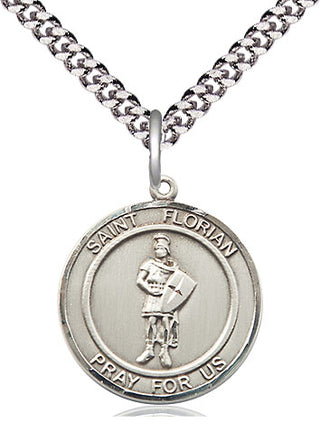 Sterling Silver Saint Florian Medal Religious Jewelry Engraved Catholic Saint Jewelry