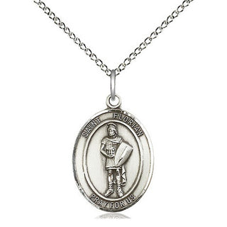 Sterling Silver Saint Florian Medal Religious Jewelry Engraved Catholic Saint Jewelry