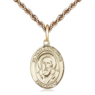 14kt Gold Saint Francis de Sales Medal Engraved Catholic Saint Jewelry