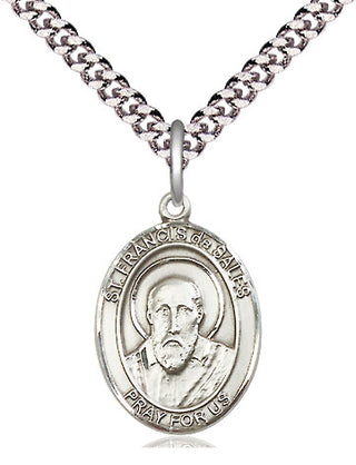 Pewter Saint Francis de Sales Medal Religious Jewelry Engraved Catholic Saint Jewelry