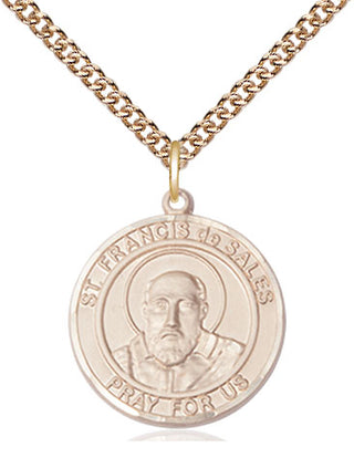 14kt Gold Filled Saint Francis de Sales Medal Religious Jewelry Engraved Catholic Saint Jewelry