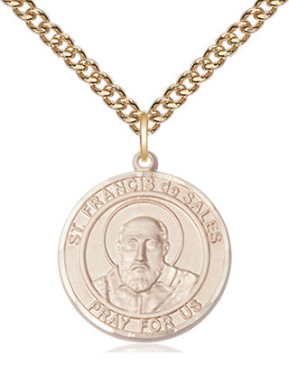 14kt Gold Filled Saint Francis de Sales Medal Religious Jewelry Engraved Catholic Saint Jewelry