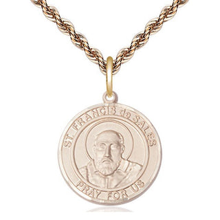 14kt Gold Filled Saint Francis de Sales Medal Religious Jewelry Engraved Catholic Saint Jewelry
