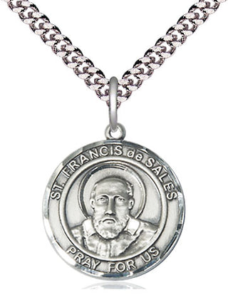 Pewter Saint Francis de Sales Medal Religious Jewelry Engraved Catholic Saint Jewelry
