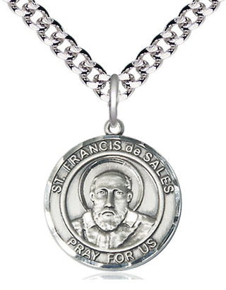 Pewter Saint Francis de Sales Medal Religious Jewelry Engraved Catholic Saint Jewelry