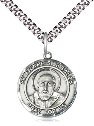 Pewter Saint Francis de Sales Medal Religious Jewelry Engraved Catholic Saint Jewelry