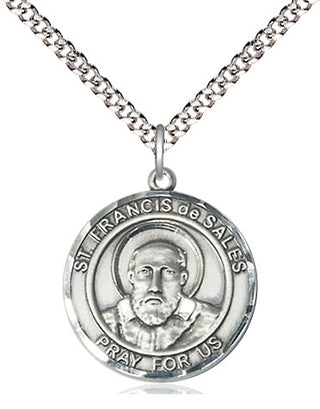 Sterling Silver Saint Francis de Sales Medal Religious Jewelry Engraved Catholic Saint Jewelry