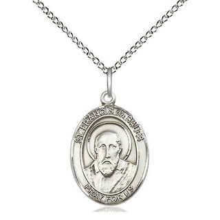 Sterling Silver Saint Francis de Sales Medal Religious Jewelry Engraved Catholic Saint Jewelry