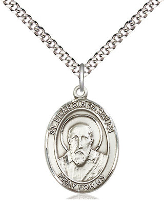 Sterling Silver Saint Francis de Sales Medal Religious Jewelry Engraved Catholic Saint Jewelry
