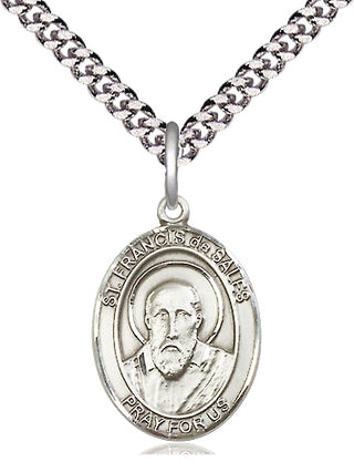 Sterling Silver Saint Francis de Sales Medal Religious Jewelry Engraved Catholic Saint Jewelry