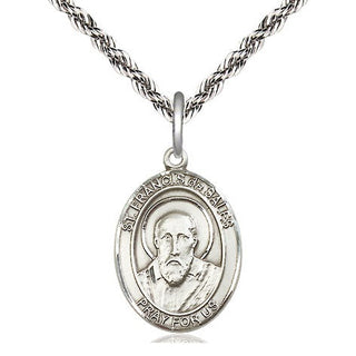 Sterling Silver Saint Francis de Sales Medal Religious Jewelry Engraved Catholic Saint Jewelry