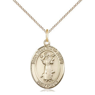 14kt Gold Filled Saint Francis of Assisi Medal Religious Jewelry Engraved Catholic Saint Jewelry