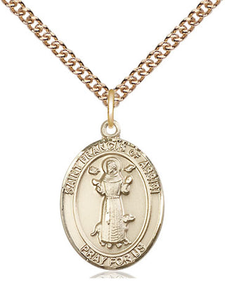 14kt Gold Filled Saint Francis of Assisi Medal Religious Jewelry Engraved Catholic Saint Jewelry