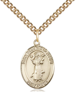 14kt Gold Filled Saint Francis of Assisi Medal Religious Jewelry Engraved Catholic Saint Jewelry