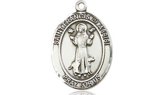 Pewter Saint Francis of Assisi Medal & Necklace Engraved Catholic Saint Jewelry