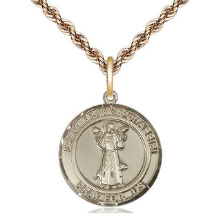 14kt Gold Saint Francis of Assisi Medal Engraved Catholic Saint Jewelry