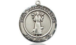 Pewter Saint Francis of Assisi Medal Engraved Catholic Saint Jewelry