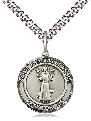 Pewter Saint Francis of Assisi Medal Religious Jewelry Engraved Catholic Saint Jewelry