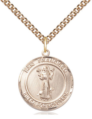 14kt Gold Filled San Francis of Assisi Medal Religious Jewelry Engraved Catholic Saint Jewelry