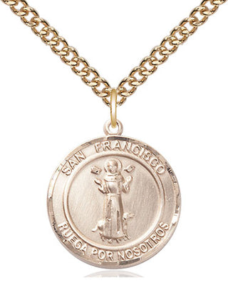 14kt Gold Filled San Francis of Assisi Medal Religious Jewelry Engraved Catholic Saint Jewelry