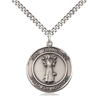 Pewter San Francis of Assisi Medal Religious Jewelry Engraved Catholic Saint Jewelry