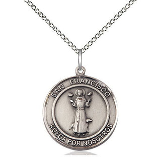 Sterling Silver San Francis of Assisi Medal Religious Jewelry Engraved Catholic Saint Jewelry
