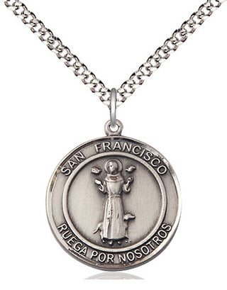Sterling Silver San Francis of Assisi Medal Religious Jewelry Engraved Catholic Saint Jewelry