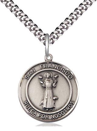 Sterling Silver San Francis of Assisi Medal Religious Jewelry Engraved Catholic Saint Jewelry