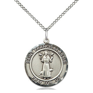 Sterling Silver Saint Francis of Assisi Medal Religious Jewelry Engraved Catholic Saint Jewelry