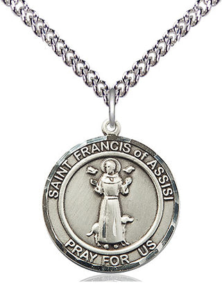 Sterling Silver Saint Francis of Assisi Medal Religious Jewelry Engraved Catholic Saint Jewelry