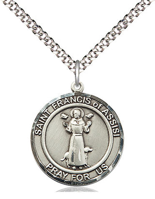 Sterling Silver Saint Francis of Assisi Medal Religious Jewelry Engraved Catholic Saint Jewelry