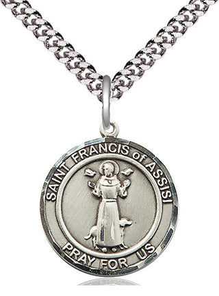 Sterling Silver Saint Francis of Assisi Medal Religious Jewelry Engraved Catholic Saint Jewelry