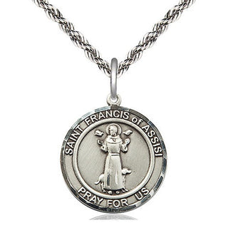 Sterling Silver Saint Francis of Assisi Medal Religious Jewelry Engraved Catholic Saint Jewelry