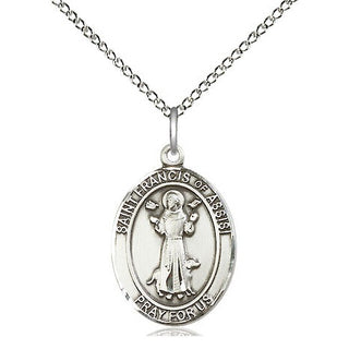 Sterling Silver Saint Francis of Assisi Medal Religious Jewelry Engraved Catholic Saint Jewelry