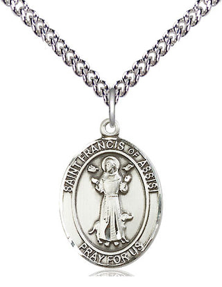 Sterling Silver Saint Francis of Assisi Medal Religious Jewelry Engraved Catholic Saint Jewelry