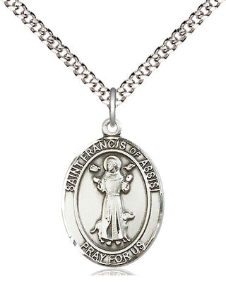 Sterling Silver Saint Francis of Assisi Medal Religious Jewelry Engraved Catholic Saint Jewelry