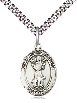 Sterling Silver Saint Francis of Assisi Medal Religious Jewelry Engraved Catholic Saint Jewelry