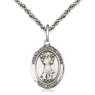 Sterling Silver Saint Francis of Assisi Medal Religious Jewelry Engraved Catholic Saint Jewelry