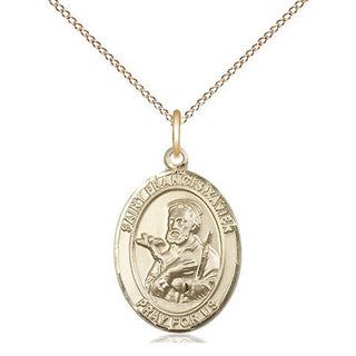 14kt Gold Saint Francis Xavier Medal Engraved Catholic Saint Jewelry