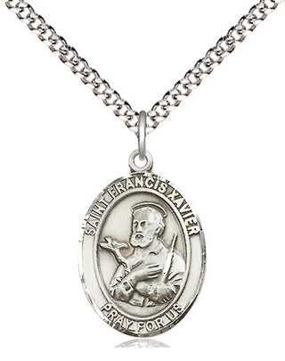 Pewter Saint Francis Xavier Medal Religious Jewelry Engraved Catholic Saint Jewelry