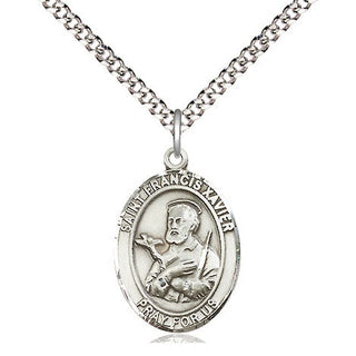 Sterling Silver Saint Francis Xavier Medal Religious Jewelry Engraved Catholic Saint Jewelry