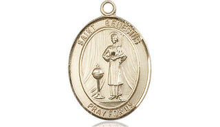 14kt Gold Filled Saint Genesius of Rome Medal Engraved Catholic Saint Jewelry