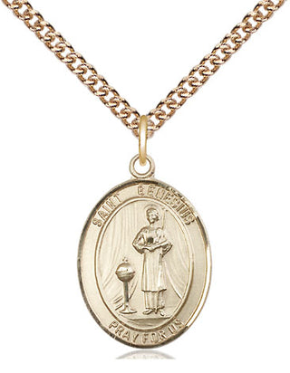 14kt Gold Filled Saint Genesius of Rome Medal Religious Jewelry Engraved Catholic Saint Jewelry