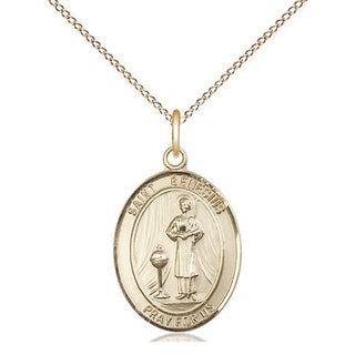 14kt Gold Saint Genesius of Rome Medal Engraved Catholic Saint Jewelry