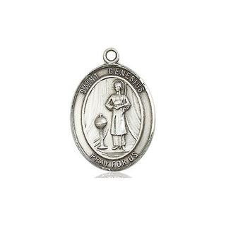 Pewter Saint Genesius of Rome Medal Engraved Catholic Saint Jewelry