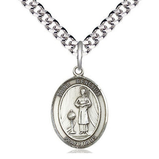 Pewter Saint Genesius of Rome Medal Religious Jewelry Engraved Catholic Saint Jewelry