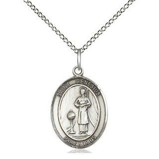 Sterling Silver Saint Genesius of Rome Medal Religious Jewelry Engraved Catholic Saint Jewelry