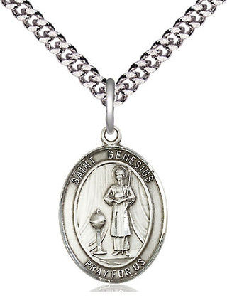 Sterling Silver Saint Genesius of Rome Medal Religious Jewelry Engraved Catholic Saint Jewelry