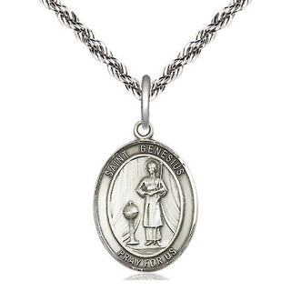 Sterling Silver Saint Genesius of Rome Medal Religious Jewelry Engraved Catholic Saint Jewelry